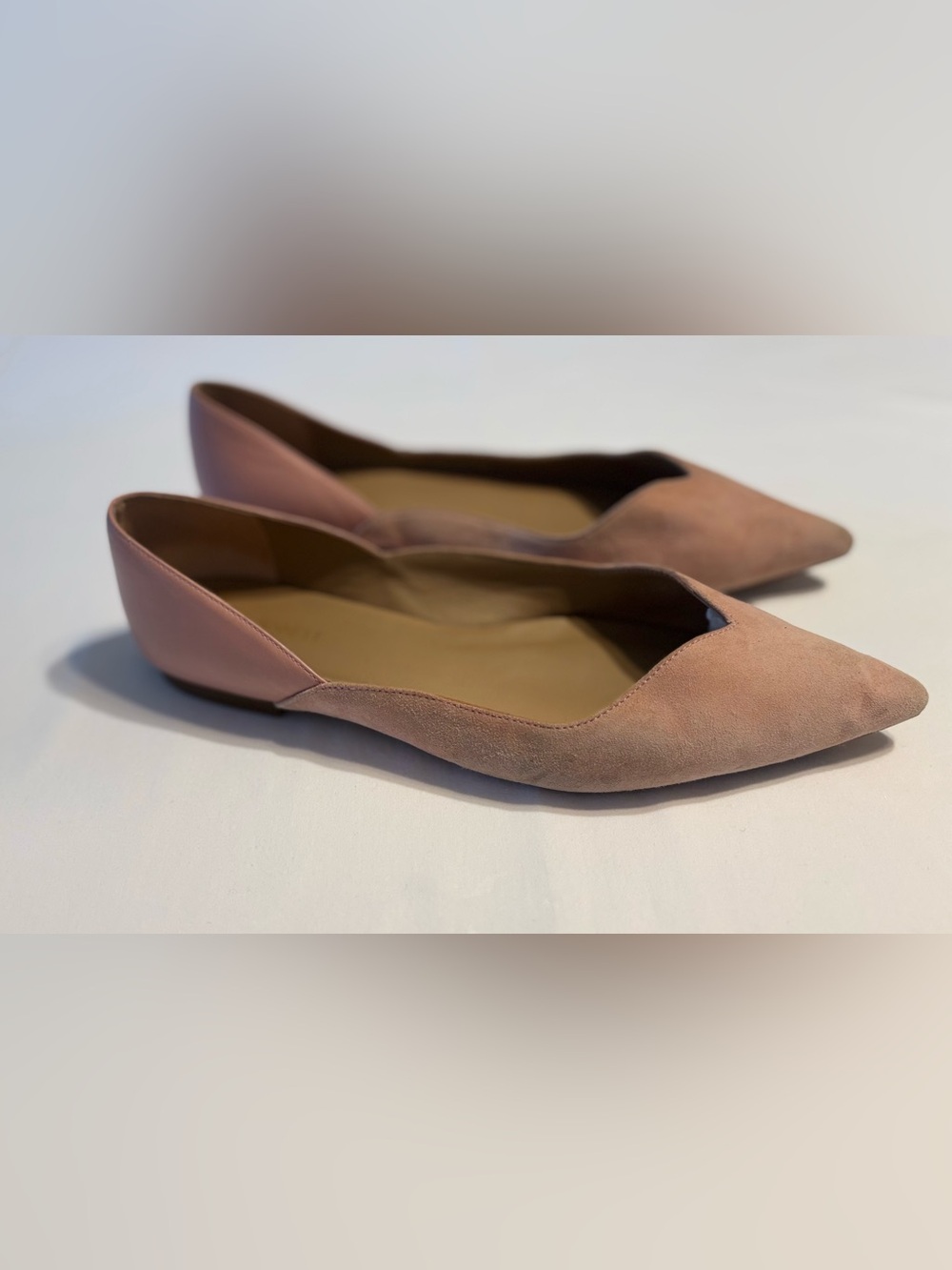 L.K. Bennett Blush Suede Leather Pointed Toe D’Orsay Flats EU 40